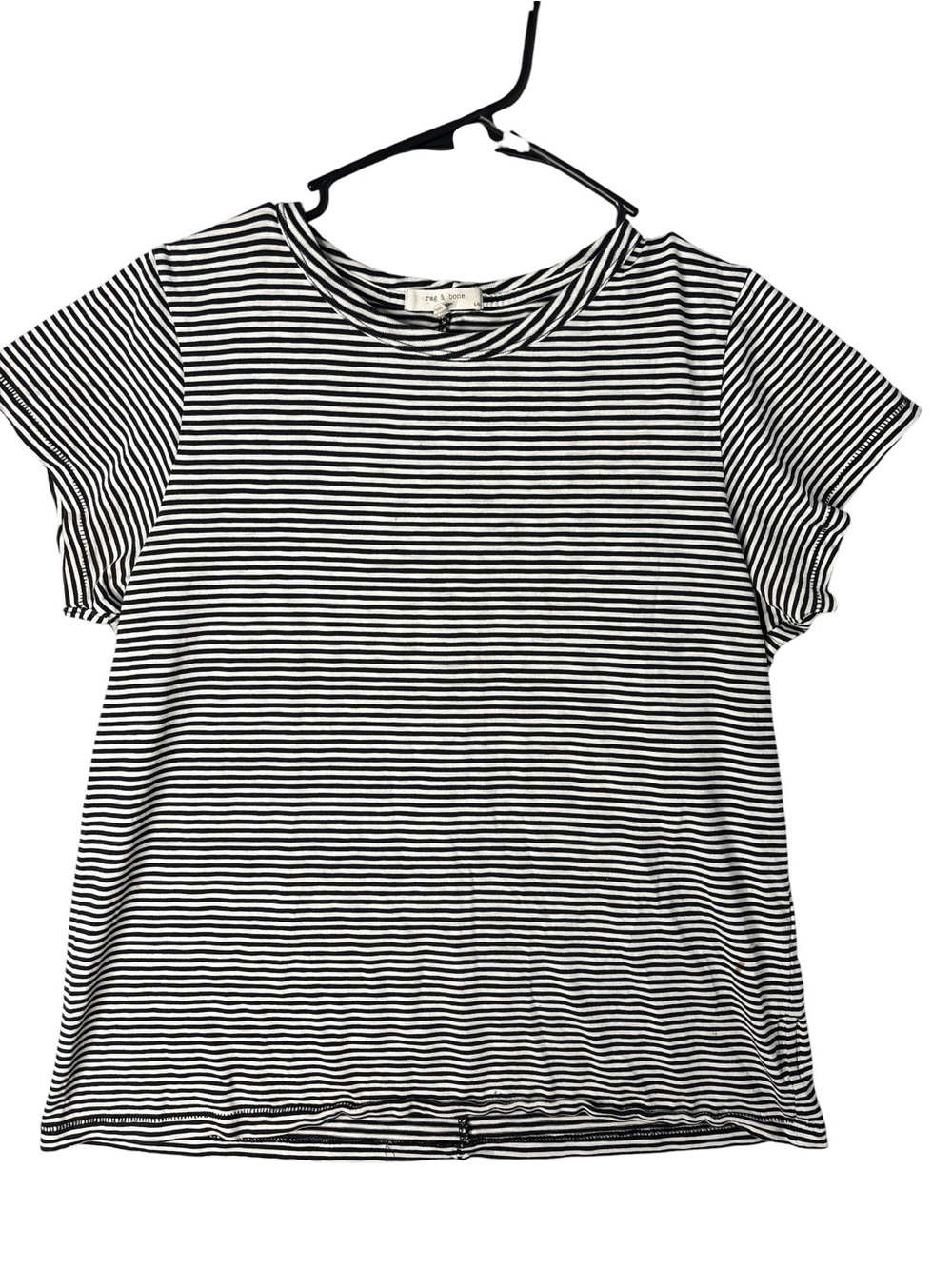 rag & bone Black & White Striped Short Sleeve Tee